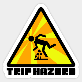Yellow Trip Hazard Psychedelic Warning Sign Sticker